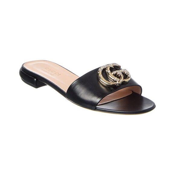 Gucci Shoes - Gucci Double G Leather Sandal, Black